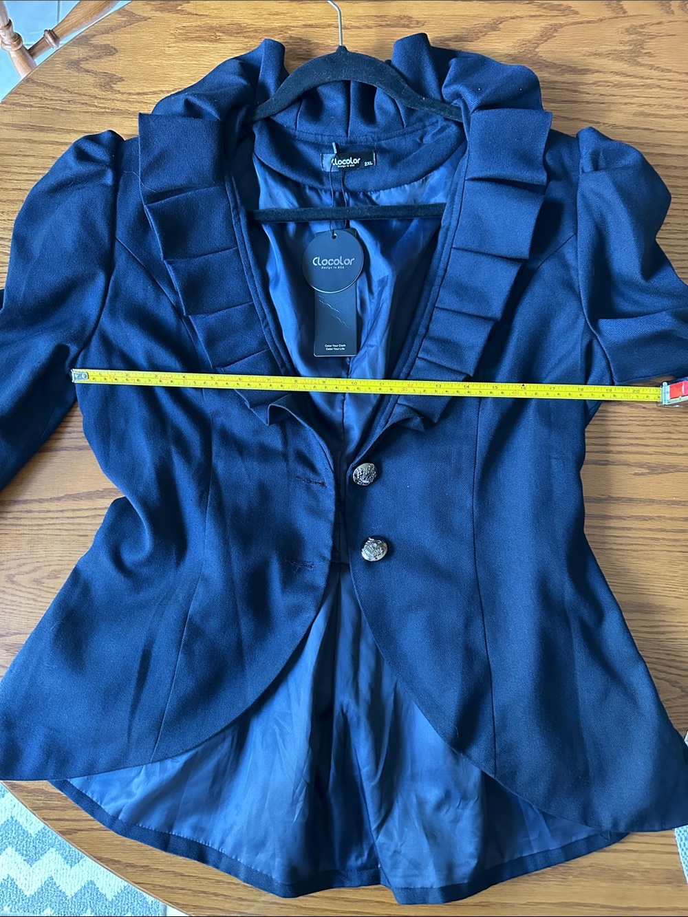NWT Navy Ruffle-Trim Blazer